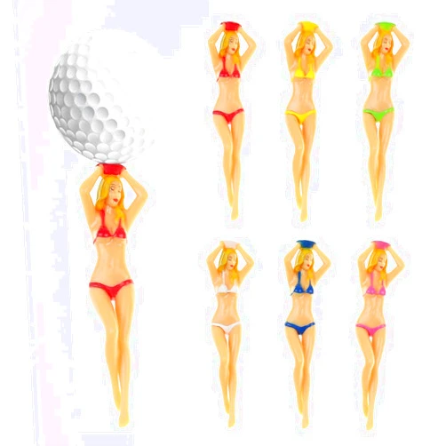 Yuffoo 6Pcs Personalized Golf tees - Short Golf Tees, Colored Bikini Woman Golf Tees Novelty Golf Tees Plastic Lady Girl Golf Tee for Golf Training Golf Accessories for Home Golf Training