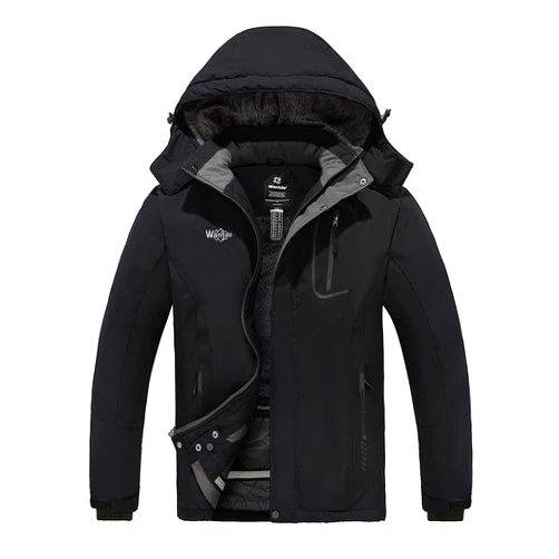 Wantdo Men's Waterproof Ski Jacket Warm Winter Snow Coat Snowboarding Jacket Mountain Hooded Raincoat