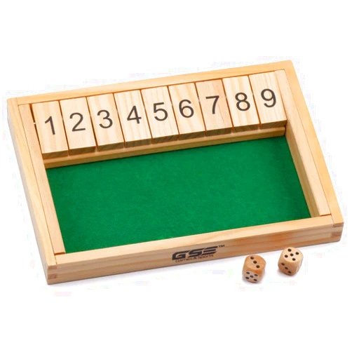 Chess and games shop Muba Wooden 9# Shut The Box Game - Mini Travel Set - Simple Funny Family, Party Board Game