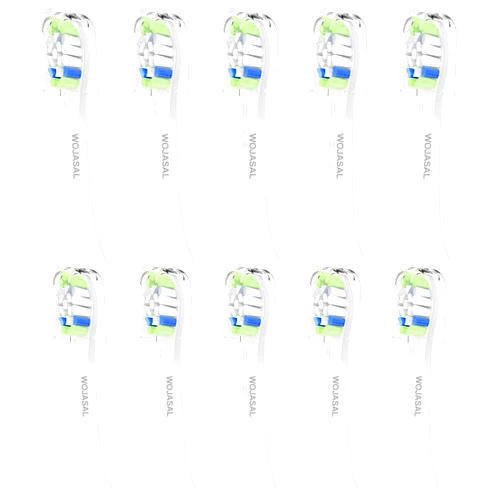 WOJASAL Replacement Toothbrush Brush Heads Compatible with Philips Sonicare Electric Toothbrushes with Click-on System Dupont Bristles for Optimal Plaque Remove, Pack of 10, White