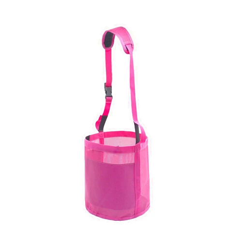 Gydoty Horse Feed Bag for Grain - Heavy Duty Mesh Horse Feeder with Adjustable Strap,Comfort Neck Pad,Nose Pad and Waterproof Bottom Horse Muzzle Feed Bag(Medium,Pink)
