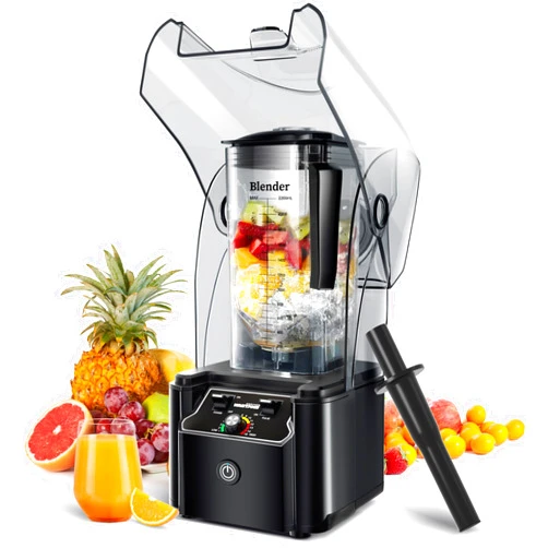 WantJoin Professional Commercial Blender With Shield Quiet Sound Enclosure 2200W Industries Strong and Quiet Professional-Grade Power, Self-Cleaning, Black