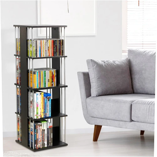 Atlantic Typhoon Media Storage Spinner, Space-Saving 360-Degree Rotation, Organize & Protect Prized Media & Memorabilia Collections, Espresso (UPDATED)