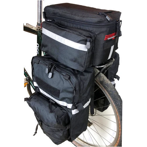 Bushwhacker Pannier and Trunk Bag Combination for Bicycle Rear Rack Includes Mesa and Cimmaron - Use in Conjunction or Individually Bike Cycling Storage Saddle Cargo Pack Garment Grocery Tool Carrier