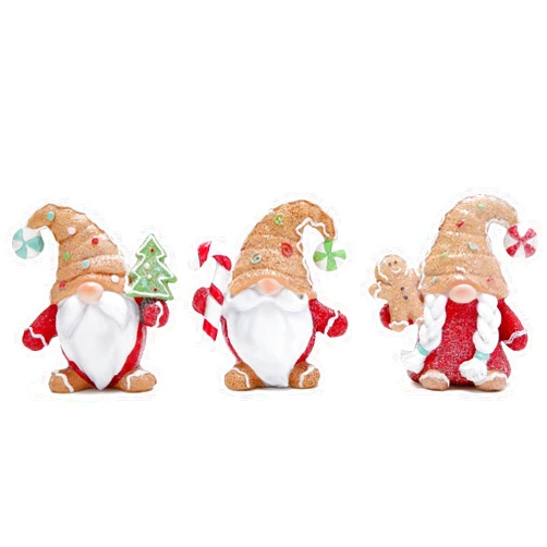 Hodao Christmas Gingerbread Gnome Decorations Set of Three-Charming Christmas Decor for Home Indoor-Festive Fun Gift (Red Clothes)