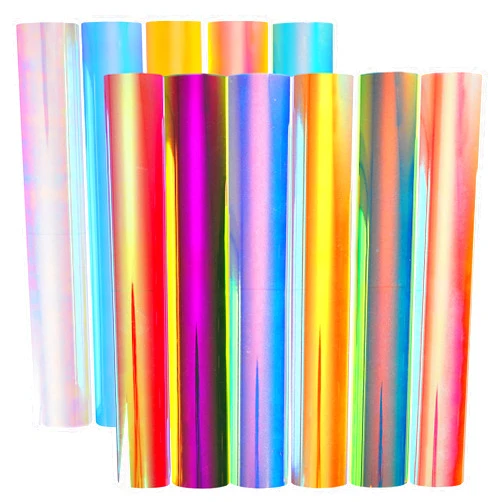 Stardustworkx Opal Holographic Heat Transfer Vinyl 11 Pack Holographic Iron on Vinyl Rainbow Vinyl Glitter HTV Metallic HTV Sheets Chameleon Iridescent 11.4