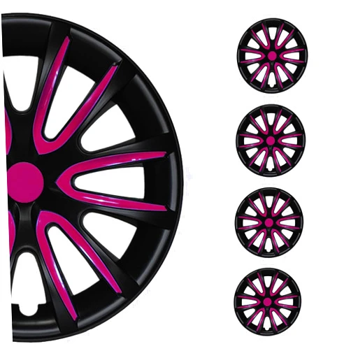 OMAC - Black Matt Violet Matte Hub Caps 15 Inch Set of 4 for Kia Forte, Tapas para Rines 15, Premium Wheel Covers 15 Inch, R15 Rim Cover Set, Snap On Durable Car Replacement Exterior Accessories