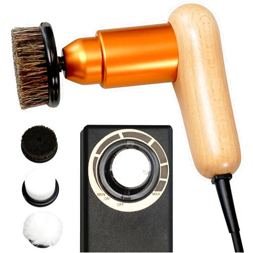 Ksquares Smart Shoe Polisher Kit, 75W Electric Shoe Polisher with Adjustable Speed, Automatic Shoe Shine Kit, Portable Leather Care Cleaning Kit for Shoes, Boots,Bags, Sofa (Yellow Pro)