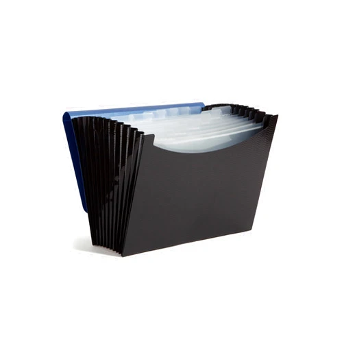 Smead Poly Frequency Expanding File, 12 Pockets, Flap and Cord Closure, Letter Size, Blue/Black (70863)