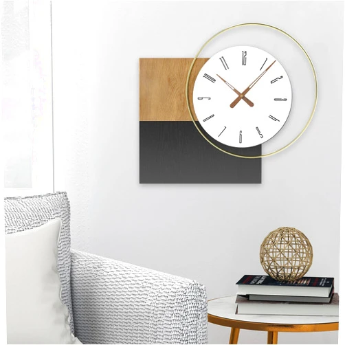 HOITUZYUS 14x20 Inches Modern Wall Clock Battery Operated, Wooden Decorative Analog Clocks with Silent Quartz, Minimalist Art Decor for Living Room, Office, Bedroom