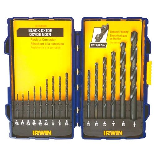 IRWIN Tools Black Oxide Drill Bit Set, 15-Piece (314015)