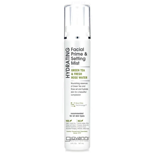 GIOVANNI Hydrating Facial Prime & Setting Mist - Setting Spray, Green Tea + Fresh Rose Water Face Mist, Hydrating Facial Spray for a Beautiful Complexion - Green Tea & Rose Water Facial Mist, 5 Fl Oz