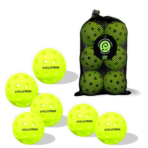Cyclotron 6-Pack Premium Pickleball Balls - USAP Approved, 40 Holes Outdoor Pickle Balls with Bag, Perfectly Balanced, High Bounce True Flight, Pickle Ball for Tournament Play