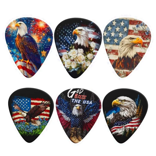 KEIAHUAN American Flag Bald Eagle Ukulele Picks Heart Shape Guitar Picks Celluloid Guitar Plectrums Heavy Heavy Guitar Pick for Acoustic Electric Bass Guitar