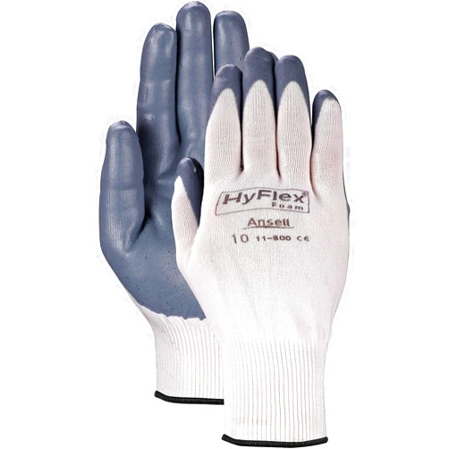 Ansellpro Ansell HyFlex Coated Gloves, Large, White/Grey, 12 Pair/Box (11-800-9)