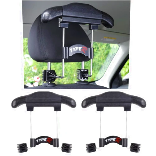 DeCake Car Hanger 2 Pack for Car Stainless Steel Wooden Hangers Wall Hangers for Clothes Suit Hangers Hooks Car Jacket Hanger Seat Coat Rack Clothes S (2 Pack Black)