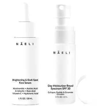 NAELI Collagen SPF 30 Face Moisturizer & Niacinamide / Azelaic Acid Corrector Serum Set, Natural Anti Aging Bundle (2 Count)