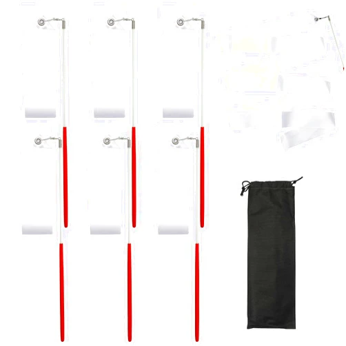 Xokipol 6 Pcs White Gymnastics Ribbon with Storage Bag, Dance Streamers with Baton Rhythmic Gymnastics Ribbon Wands for Kids, Ribbon Dancer Wand for Professional Adults Children
