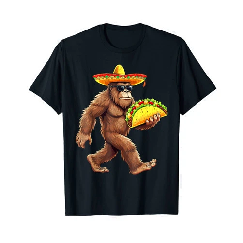 Fiesta Cinco De Mayo Mexico Boys Men Bigfoot Carrying Taco Cinco de Mayo Sasquatch Boys Men T-Shirt