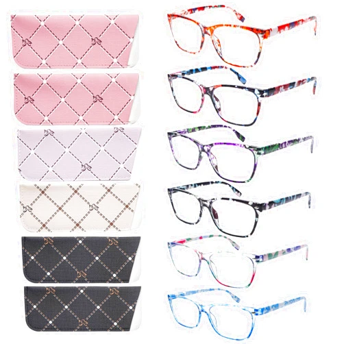 BONCAMOR 6 Pack Reading Glasses Women Blue Light Blocking Fashion Pattern Computer Readres for Women with Spring Hinges