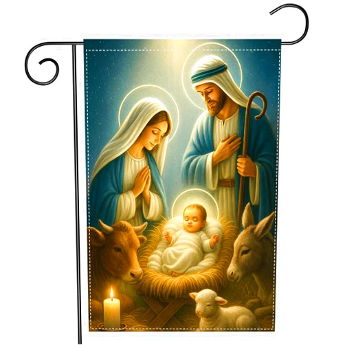 Musiardy Christmas Nativity Garden Flag – 12x18 Inch Double Sided Outdoor Banner with Holy Family, Baby Jesus, and Manger Scene for Lawn Decor