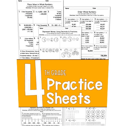 Jennifer Smith Jochen Fourth Grade Math Practice Sheets - Practice Workbook - 4th Grade Skills - TEKS - Common Core - Math Skills - Math Workbook - Homeschool Practice (4th Grade Math Workbooks)