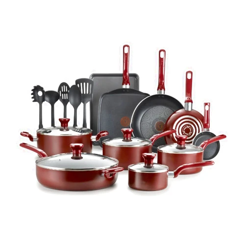Generic T-fall Easy Care, 20 Piece ProGlide Nonstick Interior Pots and Pans Cookware Set with Thermo-Spot Technology & Measuring Marks (Red), B087SKDW