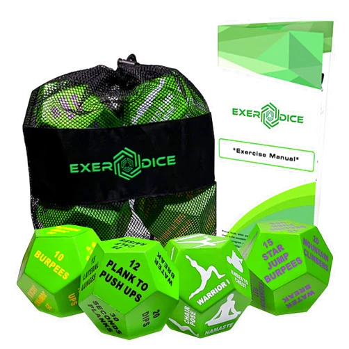 The FitLid 4-Pack Exercise Dice Bundle with Fitness Manual & Bag | Perfect for HIIT, Cardio, Yoga, Stretching, Strength Training, Sports, Crossfit, Plyometrics, Body Weight, Group Class, All Ages, WOD