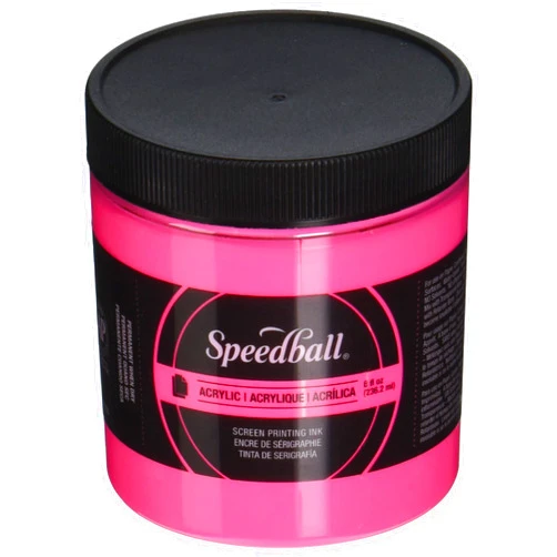 Speedball 046214 Acrylic Screen Printing Ink, 8 fl. oz., Fluorescent Hot Pink