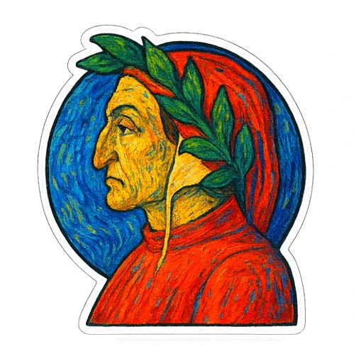 Bargain Max Decals Dante Alighieri in Post Impression Style Sticker (2.75