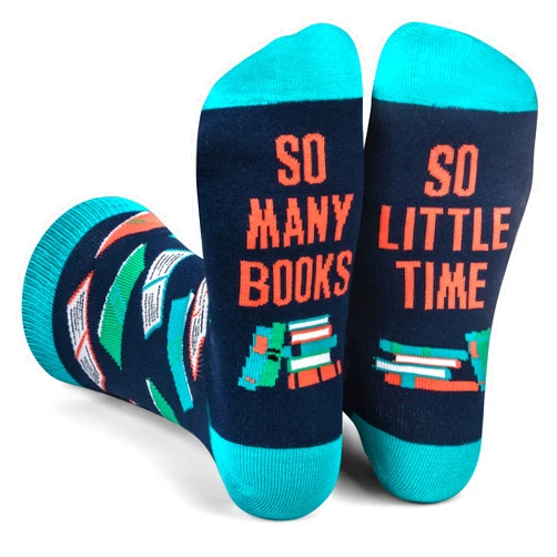Lavley Book and Reading Socks - Cozy Funny Socks for Men and Women, Great Gift for Book Lover or Fun Everyday Wear