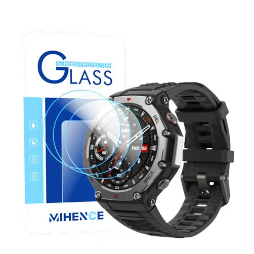 MIHENCE Screen Protector Compatible for Amazfit T-Rex 3 Smart Watch, 9H Tempered Glass Protective Film for T-Rex 3 Smart Watch (3 PCS)