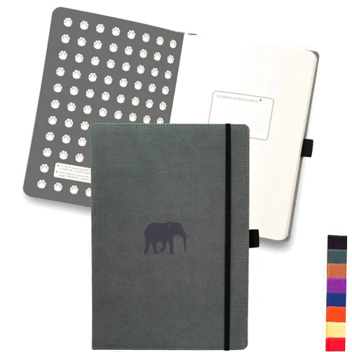 Dingbats* Notebooks Dingbats* Wildlife Dotted Journal A5 - Vegan Leather Hard Cover, Ideal for Work, Travel - Pocket, Elastic Closure, Bookmark