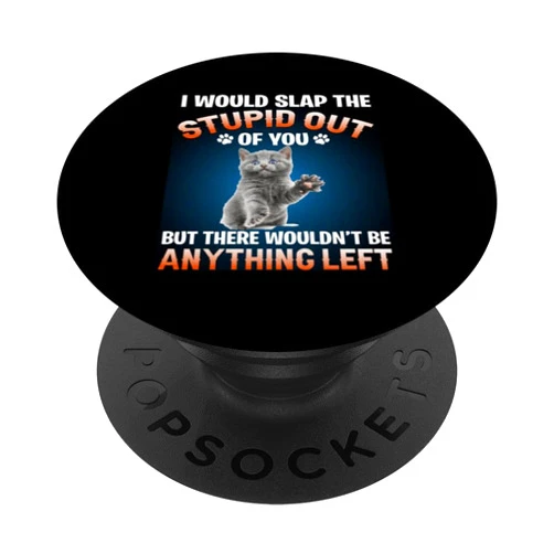 Cat Feline Cat Owner Feline Friend Pet Meow Gift I Would Slap The Stupid Out Of You But There Wouldn't Be Any PopSockets Standard PopGrip