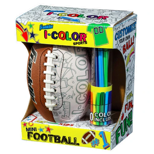 Franklin Sports iColor Kids Mini Football or Soccer Ball- Custom Color Youth Junior Ball with Markers Included - Design Your Own Football or Soccer Ball for Kids + Toddlers