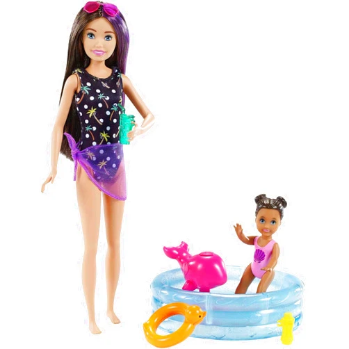 Barbie Skipper Babysitters Inc Playset with Skipper Doll, Color-Change Small Doll, Pool, Squirt Whale Toy & Accessories