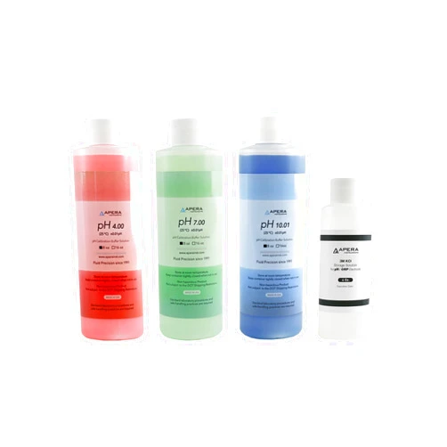 Apera Instruments, LLC-AI1109 8oz. pH Calibration Buffer Solution Kit (pH 4.00, 7.00 & 10.01), plus 4oz 3M KCL Storage Solution for pH/ORP Electrodes