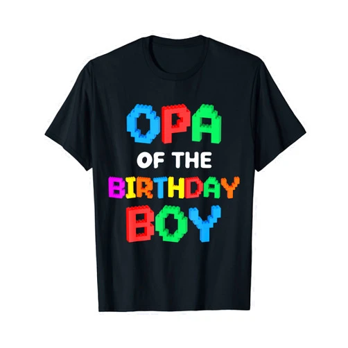 Master Builder Boy's Family Matching Tee by P4U Opa of the Birthday Boy Master Builder Bricks Blocks T-Shirt