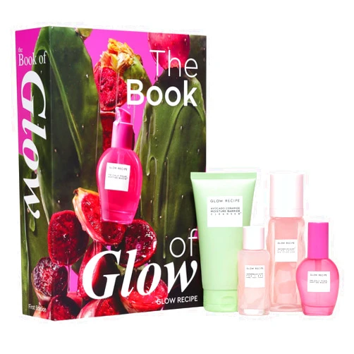 Glow Recipe The Book of Glow Skincare Ritual Set - 4-Step Korean Skincare Routine with New Prickly Pear Peptide Mucin, Best-Selling Watermelon Toner, Cleanser & Moisturizer in Display-Worthy Gift Box