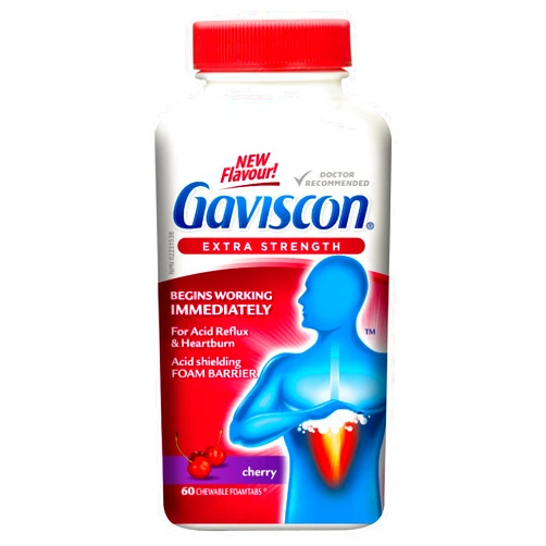 Gaviscon Extra Strength Cherry, 60 Count Chewable Foamtabs