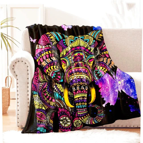 Vencede Elephant Blanket Adult Elephant Throw Blankets for Women Elephant Gifts for Women Girls Baby Kids Soft Elephant Blankets Fuzzy Elephant Blanket Used for Sofa, Couch Chair, Bed（60