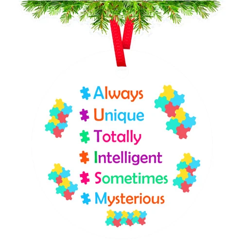 Dabihu Autism Awareness Christmas Ornaments Special Education Teacher Gifts Autism Decor Thank You Gift for Autistic Mom Dad Autism Parent Inspirational Gifts Christmas Tree Decoration Encouragement Gift
