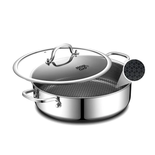 SNOWCLAD Saute Pan,Hybrid Non Stick 5 Quart Everyday Braiser pan,Chicken Fryer, PFOA Free Cookware,12 inch Deep Frying Pans with Lid,Dishwasher and Oven Safe,Works on Induction,Ceramic and Gas Cooktops
