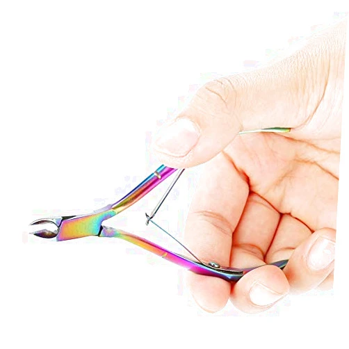 Brrnoo Rainbow Cuticle Trimmer, Professional Stainless Steel Cuticle Cutter, Nail Dead Skin Cuticle Scissors - Manicure and Pedicure Tool - for for Fingernails and Dead Skin