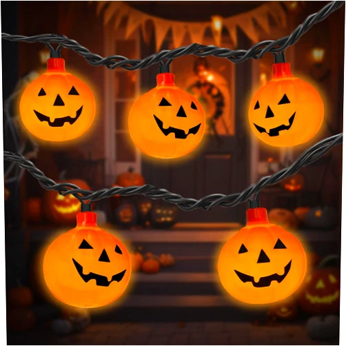 Aiyomt Halloween Pumpkin String Lights, 8.5 Ft Halloween String Lights with 10 LEDs Jack O Lantern Pumpkin Lights Orange Halloween Lights for Indoor Outdoor Party Halloween Decor