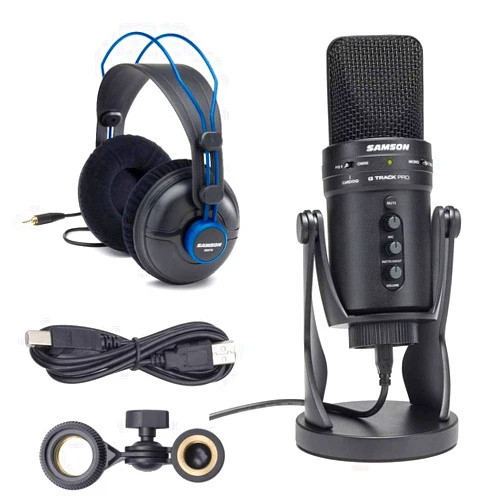 Samson G-Track Pro USB 24-bit Studio Condenser Mic with Audio Interface Professional Studio Reference Headphones – Top Value!