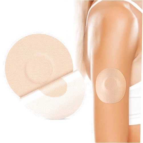 HONYOU 30Pack Waterproof Adhesive Patches for Freestyle Libre 2/3 Precut Sensor Covers Flesh Flexible CGM Patches Without Glue in The Center Enlite Guardian Freestyle Libre 14 Day Sensor Patches