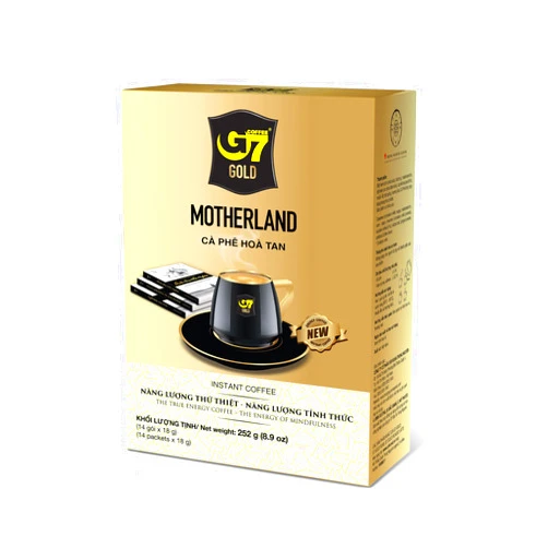 TRUNG NGUYÊN LEGEND TRUNG NGUYEN G7 Gold Motherland Instant Coffee Single Served Sticks for Energy Boost (8.9oz - Box of 14 Sticks)