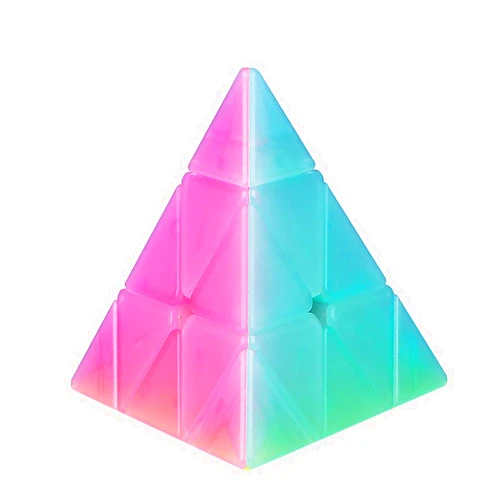 SHUYUE Jelly Windmill Speed Cube Pyramid Speed Cube Triangle Speed Cube 3x3x3 Stickerless Vivid Color Magic Cube Sturdy and Smooth Cube Puzzle Toys (Pyramid Speed Cube)