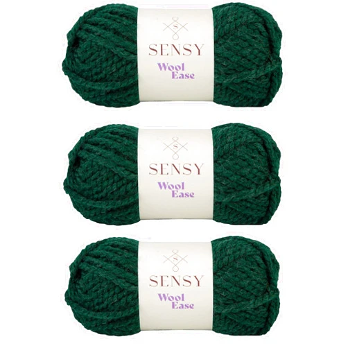 S SENSY 3 Skeins of Sensy Wool Ease Yarn, 3.5 oz, 66 Yards, Gauge 6 Super Bulky (Forest Green)